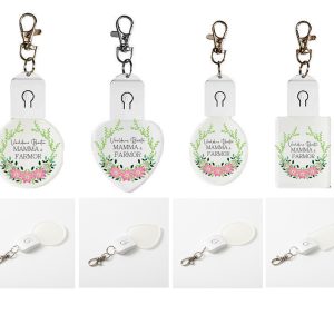 Nyckelring med Lampa - Blomkrans med valfri Text