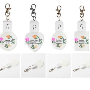 Nyckelring med Lampa - Blommor med valfri Text