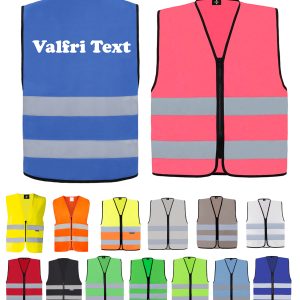 Reflexväst Vuxen, modell 3 Dragkedja – Valfri Text