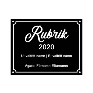Svart Boxskylt - Valfri Text