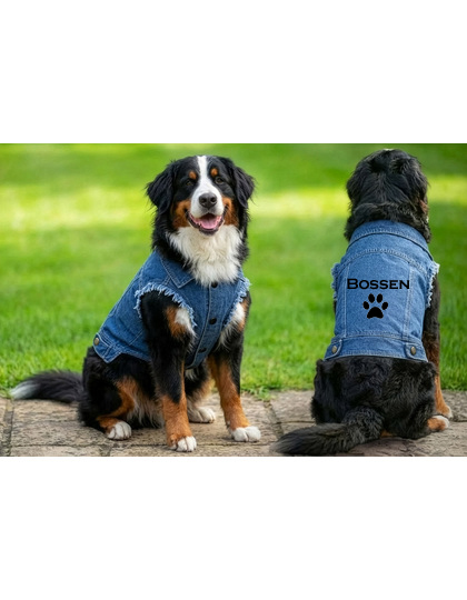 Jeans Jacka Hund - Valfritt Tryck
