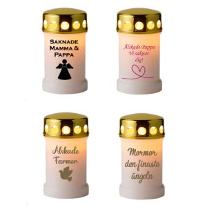 LED Gravljus med timer H:13cm- Valfri Text